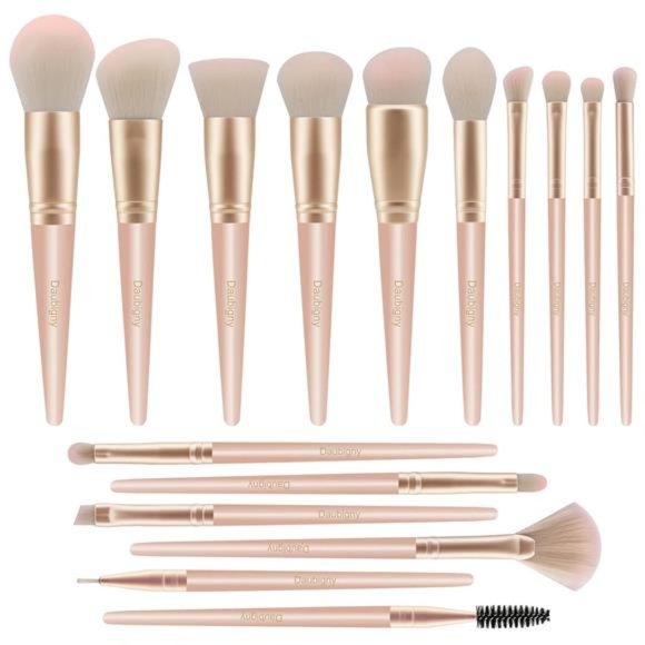 Makeup Brushes,16Pcs Silver Premium Synthetic Makeup Brush Set with Professional - Picture 1 of 7